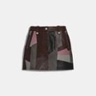 Coach Leather Patchwork Mini Skirt