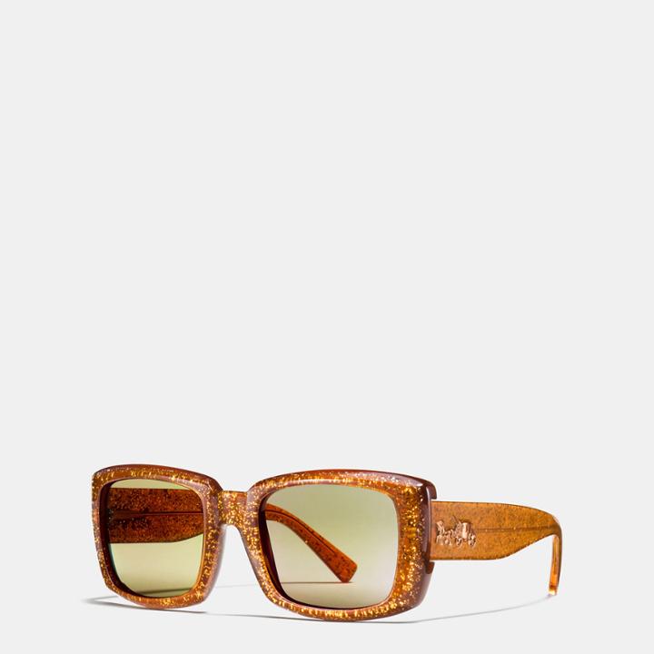 Coach Quinn Rectangle Sunglasses With Glitter