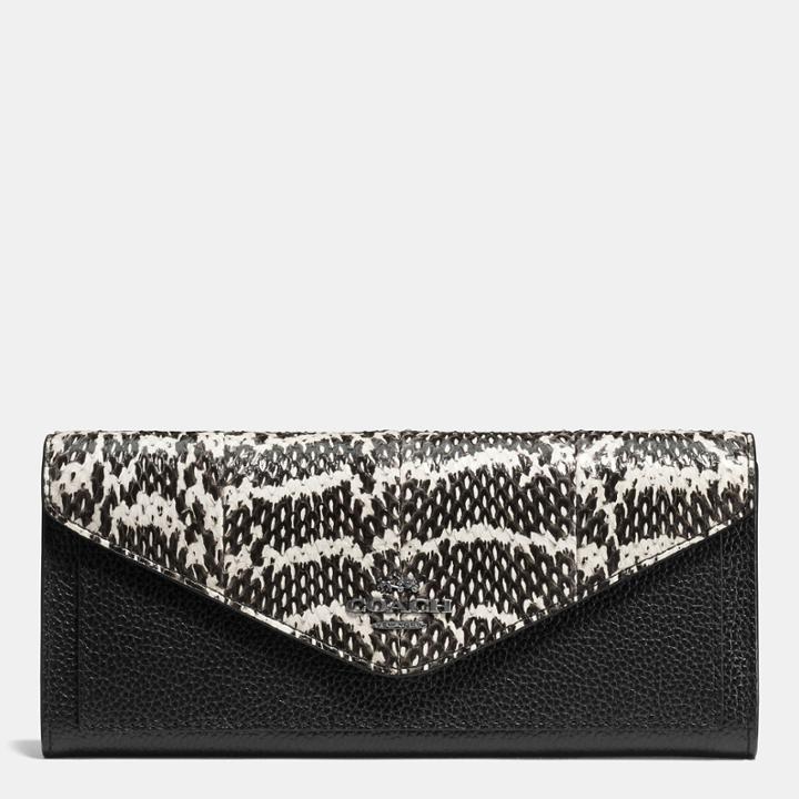 Coach Soft Wallet In Colorblock Snake