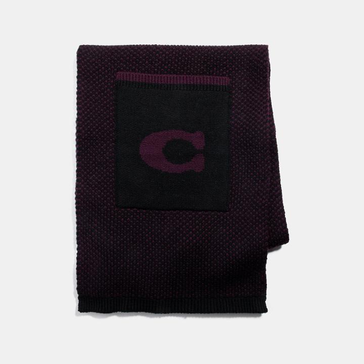 Coach Chevron Knit Scarf With Pockets