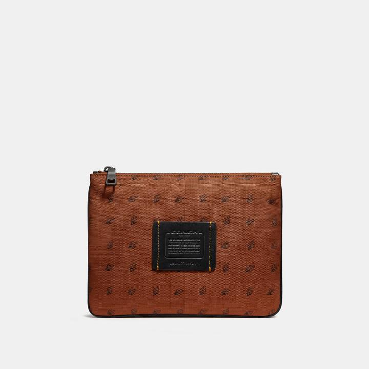 Coach Multifunctional Pouch In Cordura Fabric With Dot Diamond Print