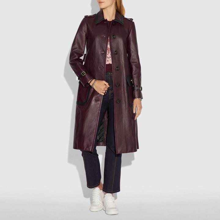 Coach Western Leather Trench Coat