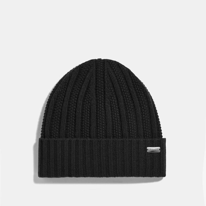 Coach Cashmere Seed Stitch Knit Hat