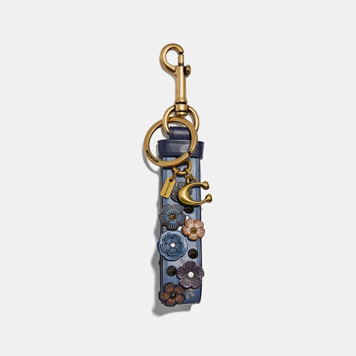 Coach Loop Bag Charm With Tea Rose Applique