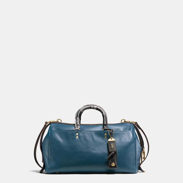 Coach Rogue Satchel In Glovetanned Pebble Leather With Patchwork Snake Handle
