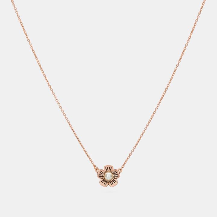 Coach Freshwater Pearl Tea Rose Necklace