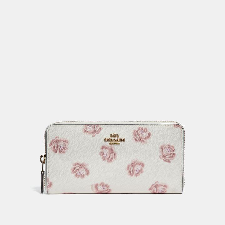 Coach Accordion Zip Wallet With Rose Print
