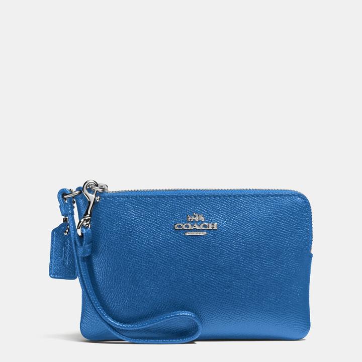 Coach Small Wristlet In Crossgrain Leather