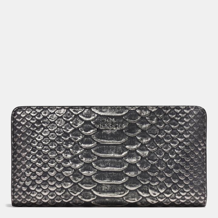 Coach Skinny Wallet In Exotic Embossed Leather