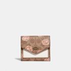 Coach Small Wallet In Signature Rose Print