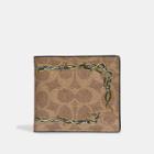 Coach Double Billfold Wallet In Signature Canvas With Tattoo