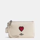 Coach Small Wristlet In Grain Leather With Souvenir Embroidery