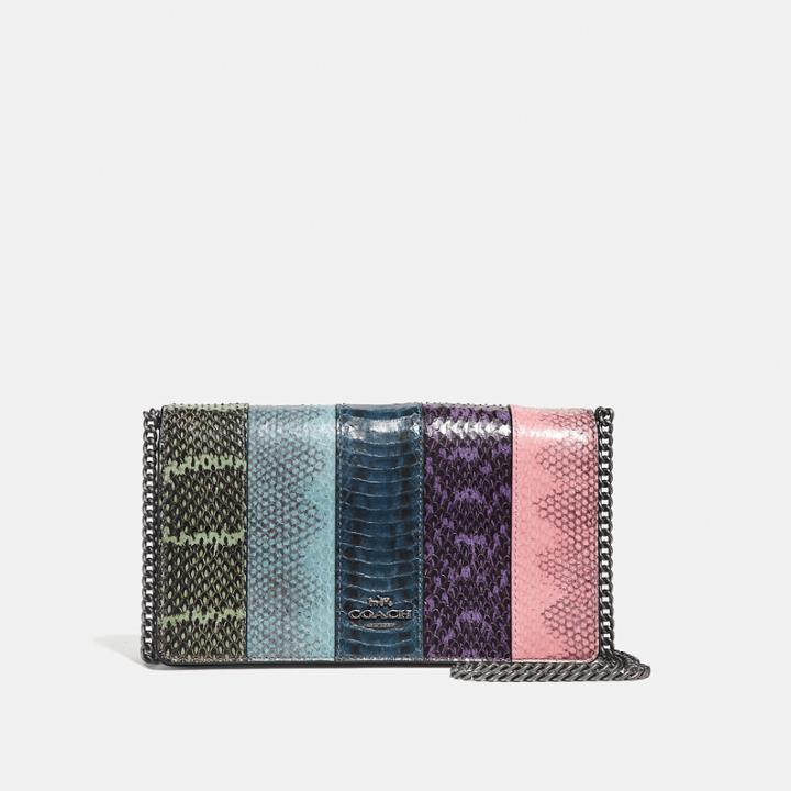 Coach Callie Foldover Chain Clutch In Ombre Snakeskin