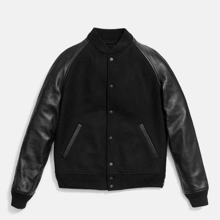 Coach Wool Leather Baseball Jacket