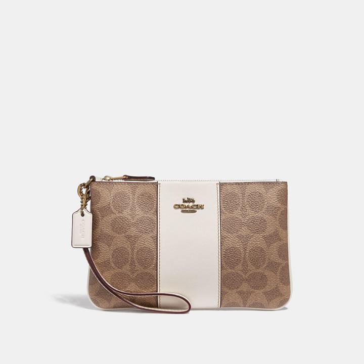 Coach Small Wristlet In Colorblock Signature Canvas