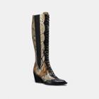 Coach Lace Up Boot With Patchwork Snake