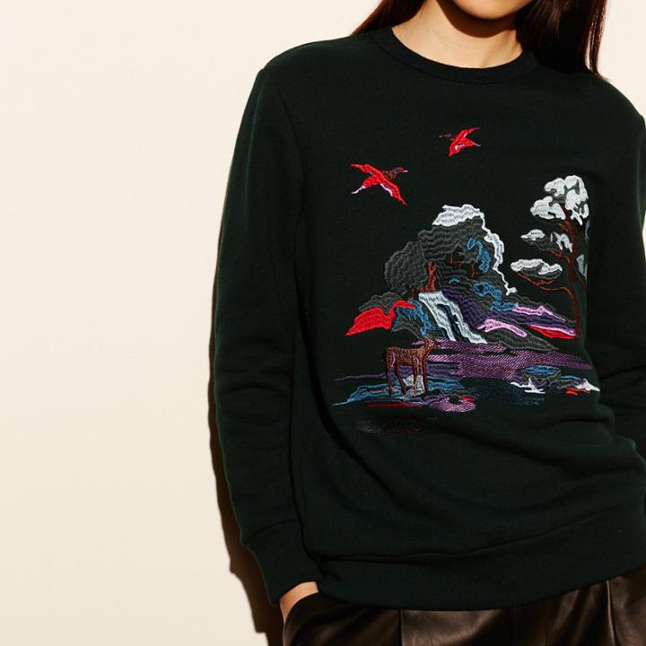 Coach Embroidered Souvenir Sky Sweatshirt