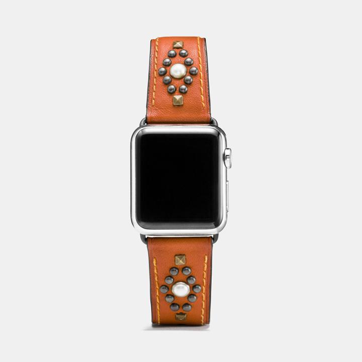 Coach Apple Watch Studs Leather Watch Strap