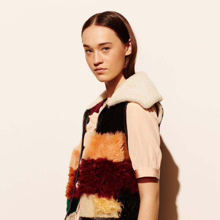 Coach Patchwork Shearling Vest