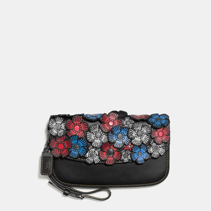 Coach Small Clutch In Glovetanned Leather With Tea Rose