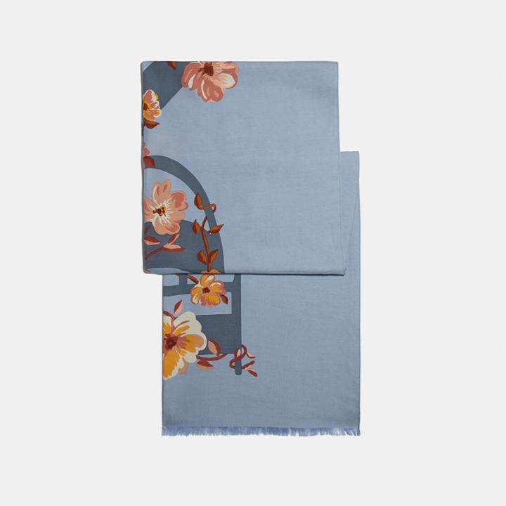 Coach Floral Bow Print Oblong Scarf