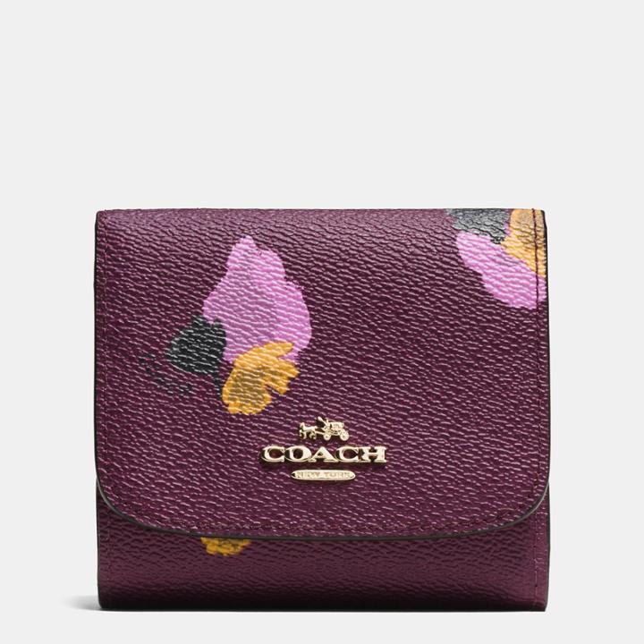 Coach Small Wallet In Floral Print Coated Canvas