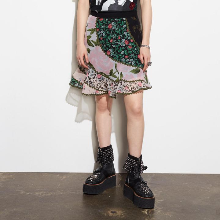 Coach Mixed Print Circle Skirt