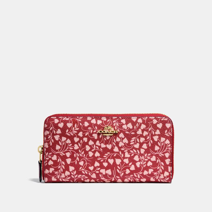 Coach Accordion Zip Wallet With Love Leaf Print