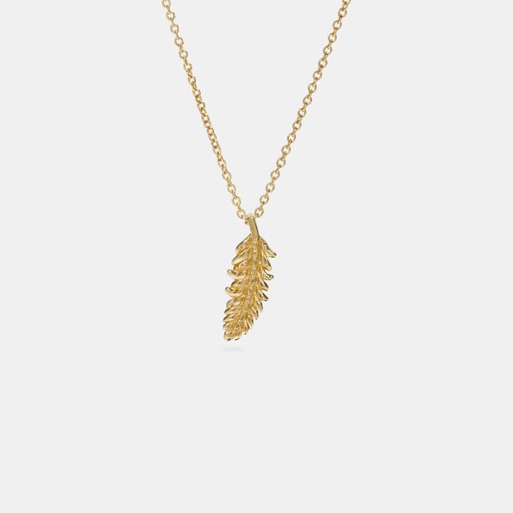 Coach Mini 18k Gold Plated Feather Necklace