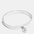 Coach Sterling Silver Heart Lock Hinged Bangle