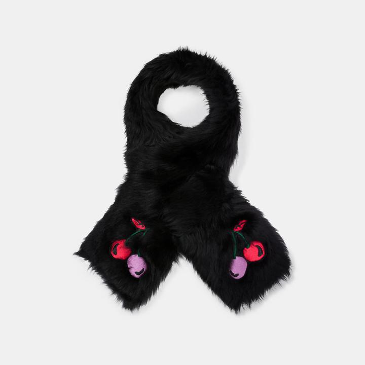 Coach Cherry Embroidered Shearling Scarf