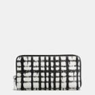 Coach Accordion Wallet In Pebble Leather With Wild Plaid Print