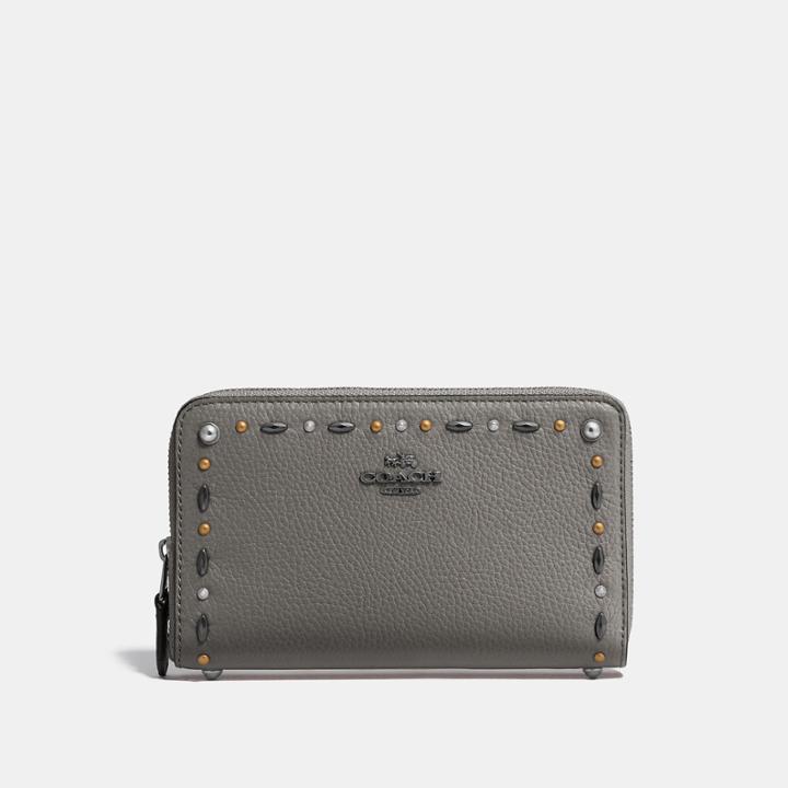 Coach Medium Zip Around Wallet With Prairie Rivets