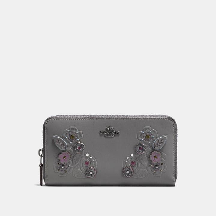 Coach Accordion Zip Wallet With Tea Rose And Tooling