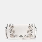 Coach Foldover Crossbody Clutch In Polished Pebble Leather With Willow Floral Detail