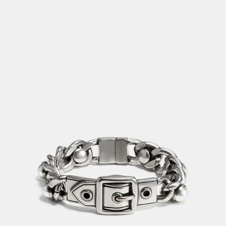 Coach Wide Pearl Buckle Id Bracelet
