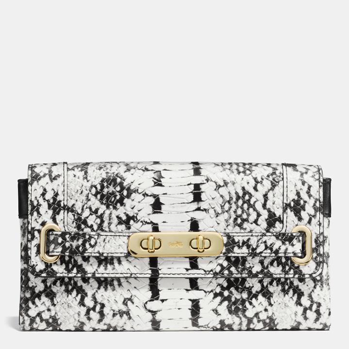 Coach Swagger Wallet In Colorblock Exotic Embossed Leather