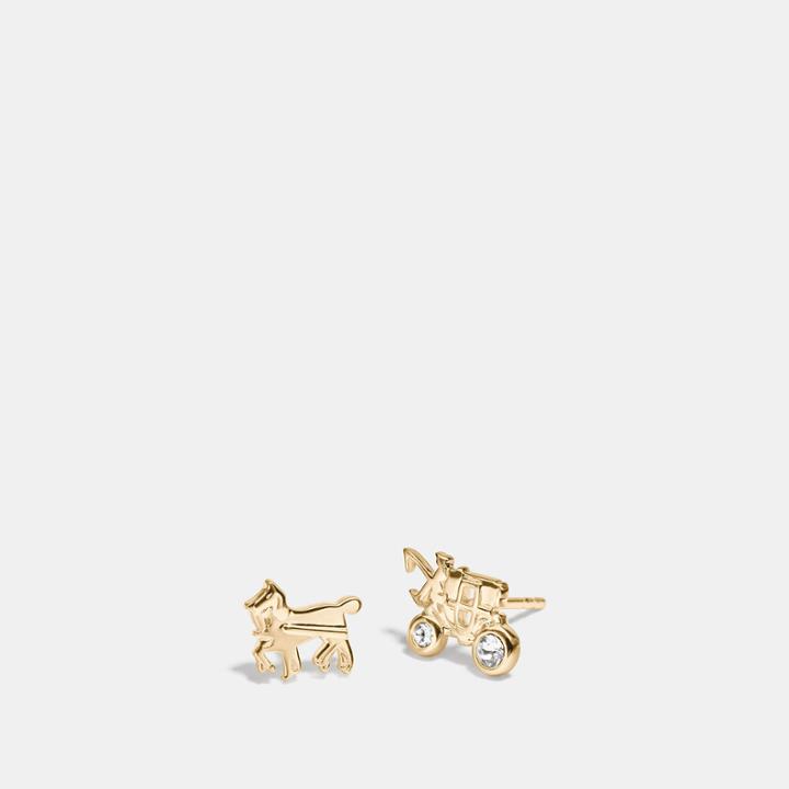 Coach Sterling Silver Horse And Carriage Stud Earrings