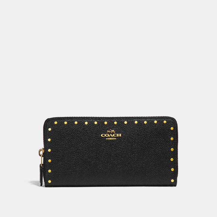 Coach Accordion Zip Wallet With Border Rivets