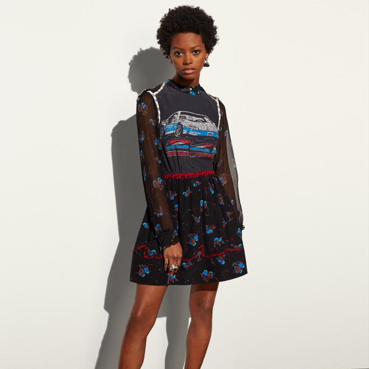 Coach Car Patchwork Print Dress