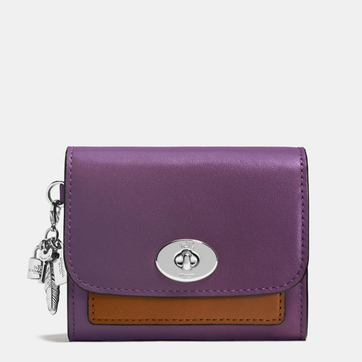 Coach Charm Compact Case In Colorblock Leather