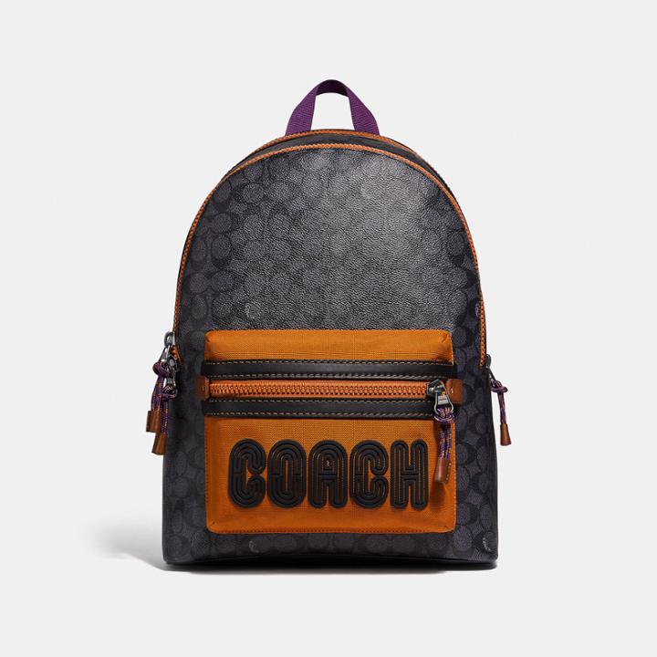 Coach Academy Backpack In Signature Canvas With Print