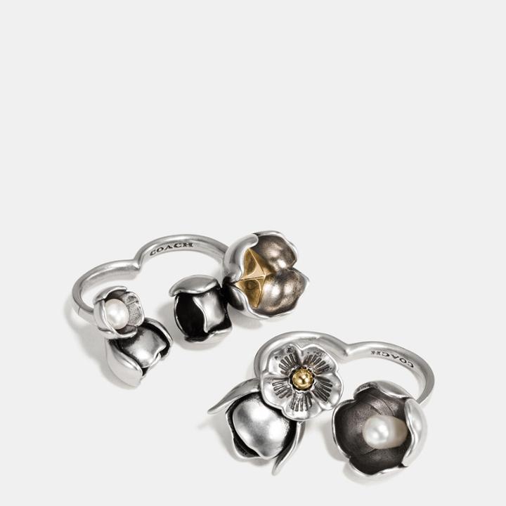 Coach Studded Tea Rose Duster Ring Set