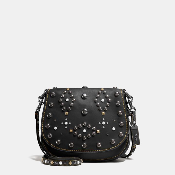 Coach Western Rivets Saddle Bag 23 In Glovetanned Leather
