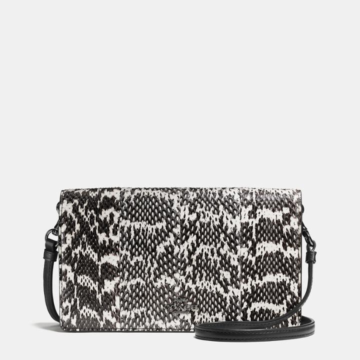 Coach Foldover Crossbody Clutch In Snake