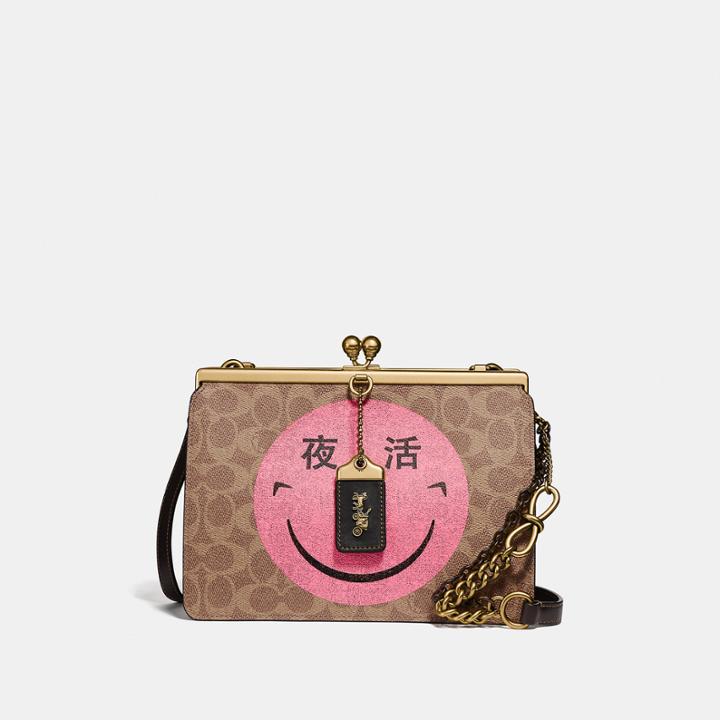 Coach Double Frame Bag In Signature Canvas With Rexy By Yeti Out