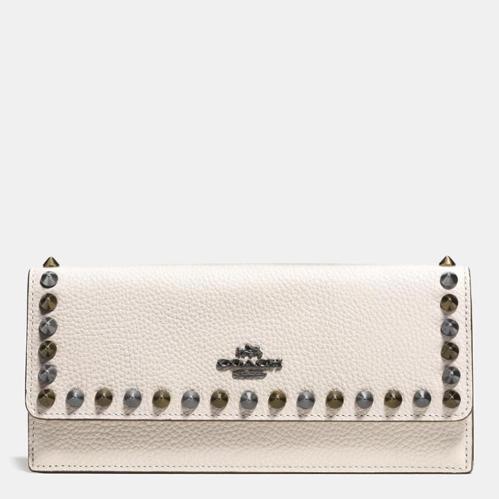 Coach Outline Studs Soft Wallet In Pebble Leather