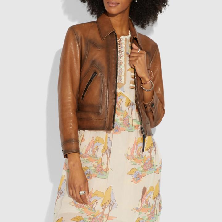 Coach Burnished Leather Jacket