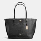 Coach Turnlock Tote In Snake Embossed Leather