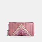 Coach Accordion Zip Wallet With Colorblock Quilting And Rivets